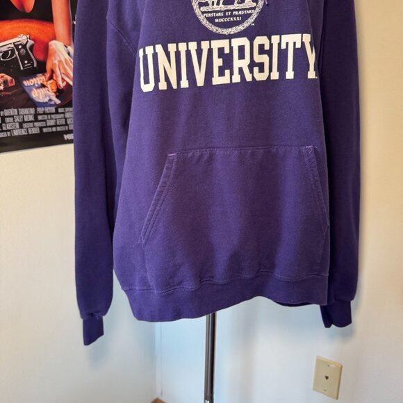 Collegiate New York University Purple and White Long Sleeve Hooded Sweatshirt - Picture 13 of 15